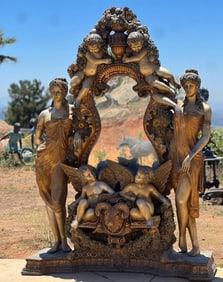 Mythology Goddesses Cherub Ram Bronze Fountain