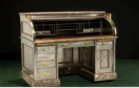 Impressive Brass and Steel Roll Top Desk
