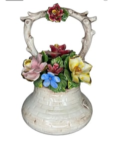 Large Italian Capodimonte Wishing Well Flowers