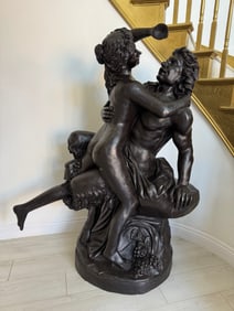 Life Size Bronze AFTER CLAUDE MICHEL CLODION: BACCHANTE & SATYR