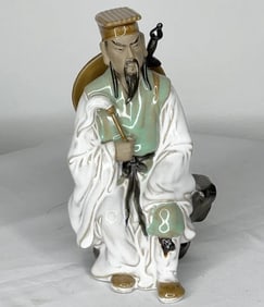 Wu Cai Porcelain Pottery Taoism Lu Dongbin Lu-Tung Pin God Statue