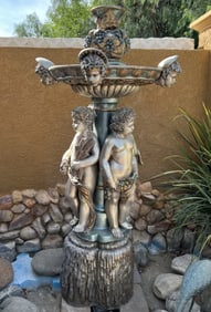 Bronze Four Seasons Cherub Fountain with Top Tier and Mascaron Spouts