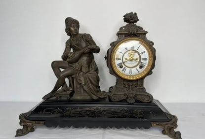 Antique Ansonia Figural Metal Clock