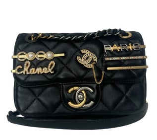 Chanel Coco Clips Flap Bag Embellished Quilted Lambskin Mini