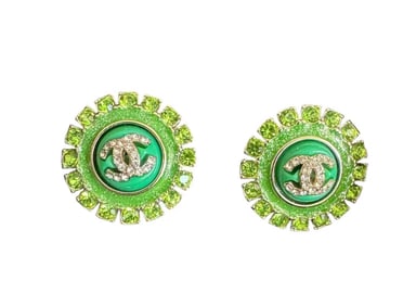 Chanel Green Earrings