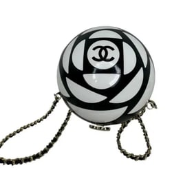 Chanel Black and White Resin and Enamel Sphere Minaudiere Pale Gold Hardware
