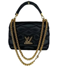 LOUIS VUITTON Lambskin Malletage Top Handle GO-14 MM Black