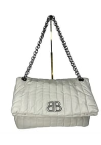 Balenciaga Women's White Monaco Medium Leather Shoulder Bag