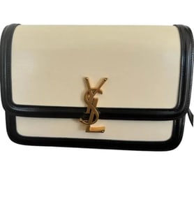 YSL Saint Laurent Black & Beige Lock Bag