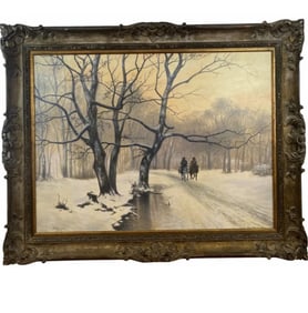 Western Winter Landscape Oil Painting by Hobby