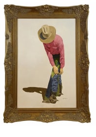 Cowboy by Walt Johnston-1982 Oil painting on Panel