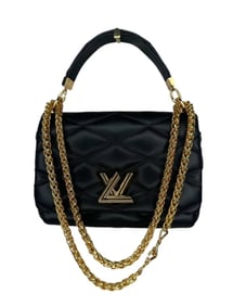 LOUIS VUITTON Lambskin Malletage Top Handle GO-14 MM Black