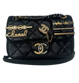 Chanel Coco Clips Flap Bag Embellished Quilted Lambskin Mini