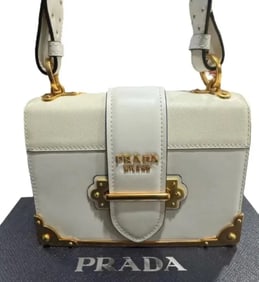 Prada Cashier White Leather Crossbody Bag