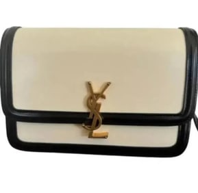 YSL Saint Laurent Black & Beige Lock Bag