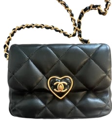 Chanel Heart Mini Flap Bag Black Lambskin Antique Gold Hardware