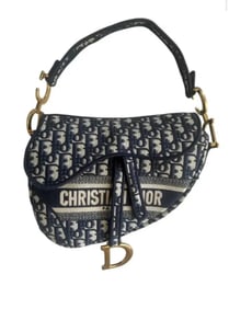 Dior Saddle Bag Blue Dior Oblique Embroidery Women