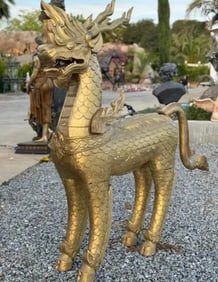 Life Size Wood Dragon Sculpture