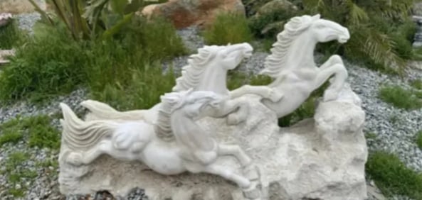 Huge Marble Horses Sculpture