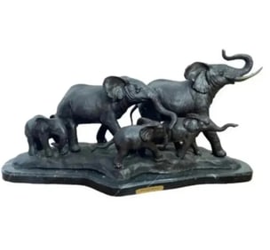32 in Large Elephant Family Bronze Sculpture