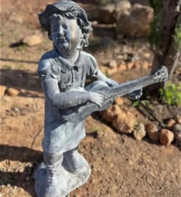 Life Size Bronze Girl with Guitar Sculpture