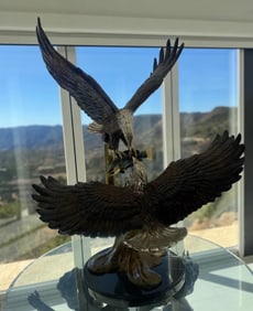 Large Bronze Eagles Sculpture