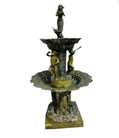 A Vintage Mythical Nature Mermaid Bronze Fountain