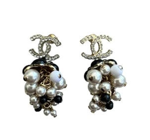 Chanel Faux Pearl, Gold Metal and Acrylic Fruit Glass Pearl Earrings