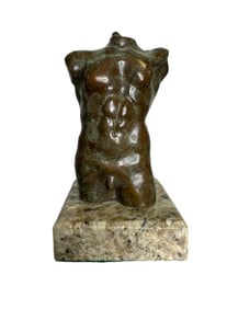 M. Modern Men Torso Bronze Sculpture