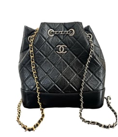 CHANEL Aged Calfskin Quilted Small Gabrielle Backpack Black