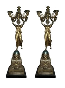 A pair of Empire bronze five-light candelabra Set