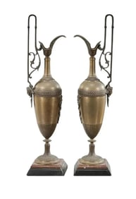 Pair Of Bronze Jugs -Hermes Symbol