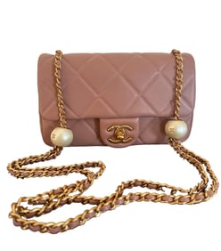 Chanel Pearl Quilted Mini Flap Pink Handbag