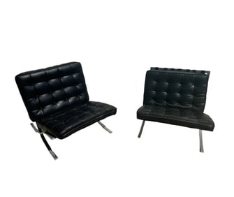 Mid-Century Barcelona Style Black Chairs