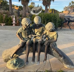 Jumbo Life Size Bronze Kids Playing on the Lug