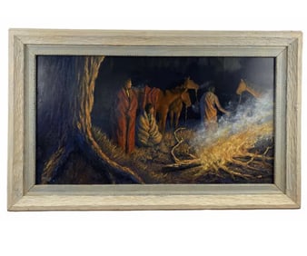 Native American Oil Painting on Panel -J. R. Lusk 1992