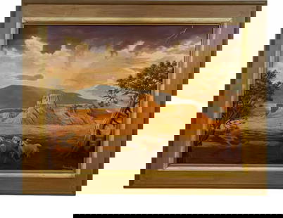 Under Storm Grand Canyon Landscape by Maurice Green: Another impressive work of Maurice Green of Grand Canyon Canvas on Panel -Arizona landscape- Original hand Oil Painting on Panel - Frame 49x 39 in H