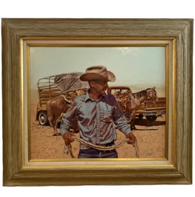 1987 Cowboy - Western Oil painting L. B Porter