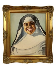 Nun Portrait Oil on Canvas by A.J. Smith 1976