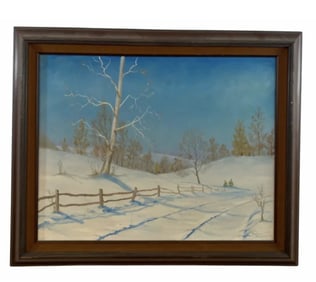 Winter by Ronald Johnson 1969 Oil Painting on Canvas