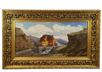 Santa Fe Train Oil Painting by Maurice Green 1987