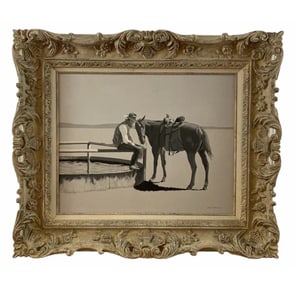 Western Cowboy Black and White Collection Oil Painting by Walt Johnston