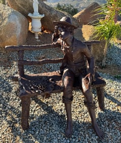 Life Size Bronze Boy on a bench Sculpture
