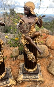 Life Size Bronze Girl Playing Instrument