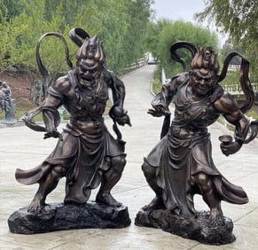 19th Century Bronze Japanese Life Size Warriors