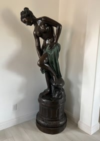 Rare Life Size Diana At Bath Bronze Sculpture