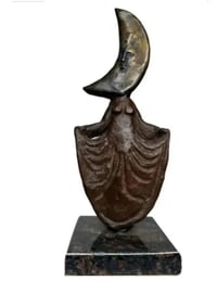 Sergio Bustamante Moon Bronze Sculpture
