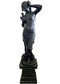 19th Century Life Size French Lady Bronze Sculpture