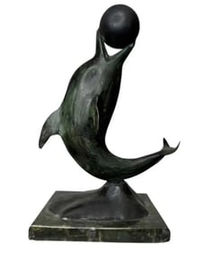 Dolphin Modern Bronze Sculpture Unidentified Artist