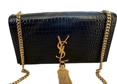 Saint Laurent Kate Medium Tassel YSL Crossbody Bag in Croc-Embossed Leather